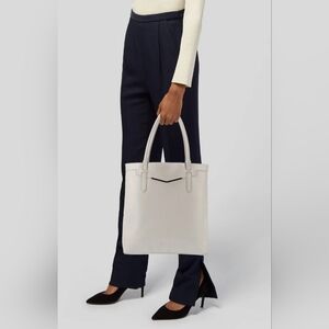 Reece Hudson Genuine Leather Large White Handbag Shoulder Tote Purse Women GUC